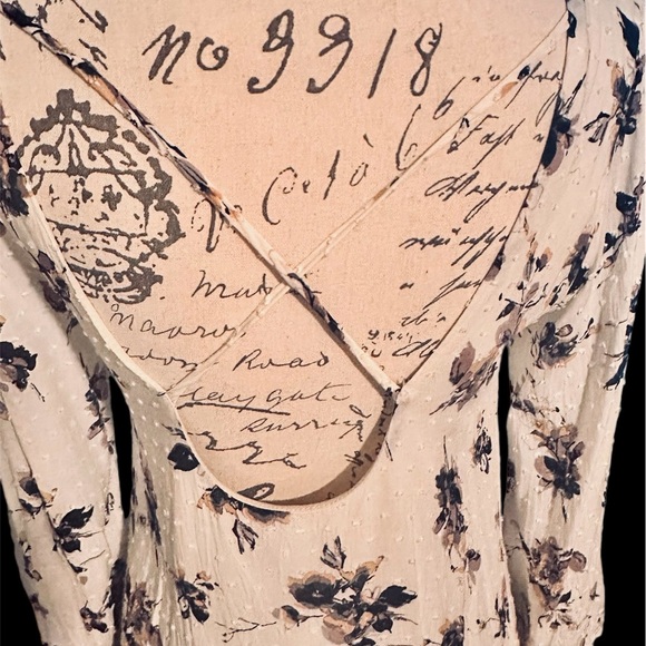 Long Sleeved, lined, open back beautiful floral dress by Dainty Hooligan sz S - Picture 5 of 9